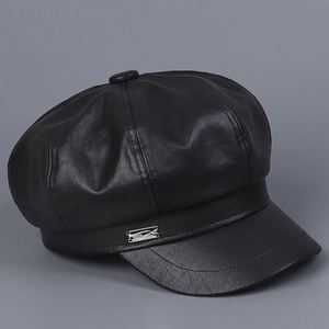 หมวกเบเร่ต์หนัง PU รุ่นใหม่ล่าสุดสำหรับฤดูใบไม้ร่วงและฤดูหนาว แฟชั่นลำลองสำหรับผู้ชายและผู้หญิง สไตล์อังกฤษย้อนยุคสุดเทรนดี้ - Product Image 6