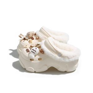 รองเท้าแตะแบบสวมครึ่งเท้าบุขนแกะสำหรับผู้หญิง รุ่นใหม่ประจำปี 2025 สำหรับฤดูใบไม้ผลิ ฤดูใบไม้ร่วง ฤดูหนาว พื้นหนาสองชั้น ทำจากผ้าขนสัตว์และผ้าฝ้าย อุ่นสบาย เหมาะสำหรับใส่กลางแจ้ง - Product Image 1