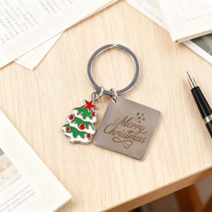 Porte-clés en métal personnalisé de haute qualité, porte-clés en acier inoxydable, pendentif de Noël, cadeaux de Noël - Product Image 1