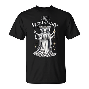 Camiseta Hex The Patriarchy para mujer, negra, cuello redondo, manga corta, diseño de bruja feminista, serigrafiada - Product Image 2