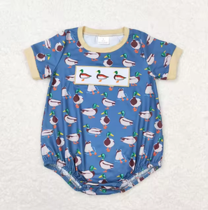 Vêtements d'été en gros pour enfants : Tenues brodées motif canard colvert pour bébés, tout-petits, filles et garçons, vêtements pour frères et sœurs - Product Image 6