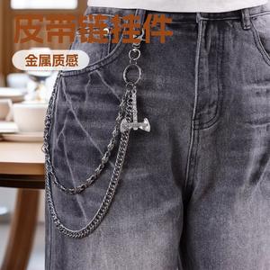 Cadena de cintura metálica de doble capa para hombre, estilo hip hop punk, accesorio para jeans, colgante de hacha, aleación de zinc, uso diario - Product Image 1