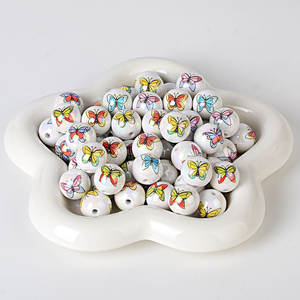 Perles rondes papillon double face imprimées multicolores en acrylique de 16 mm pour DIY, chaîne de téléphone portable, accessoire de stylo, tendance Reviright - Product Image 6