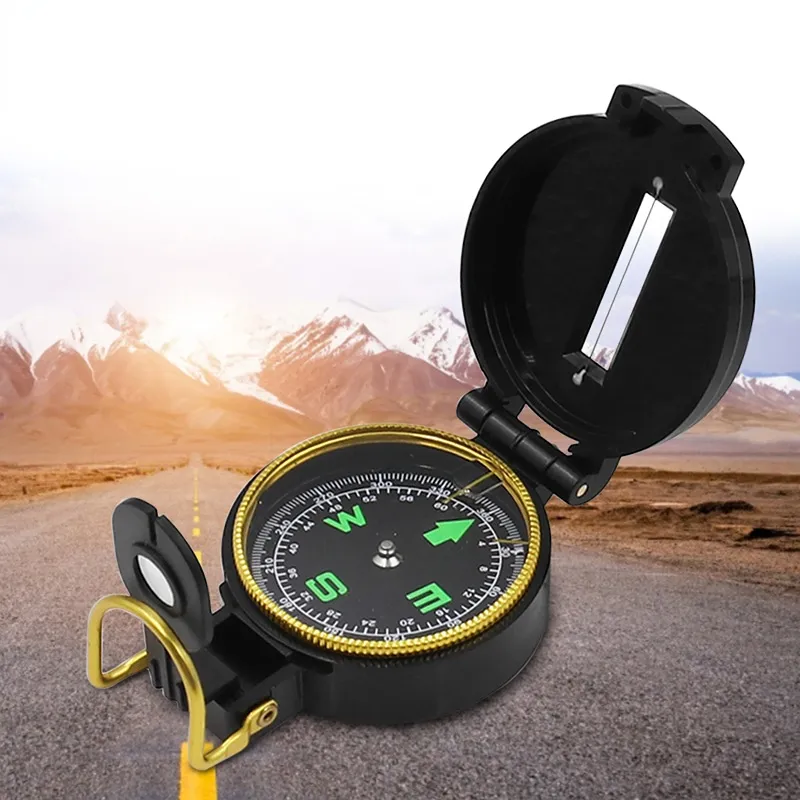 Portable Camping Compass Outdoor Folding Len Compass Army Green Hiking Survival Trip Precise Navigation Expedition Tool