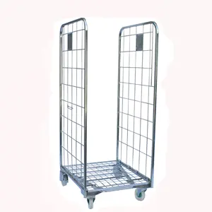 Platform Silk Mesh Logistics Roller Cart Cage Trolley Hot Sale Heavy 500 Kg Shopping Trolleys OEM Galvanized Storage Rack 10 Pcs