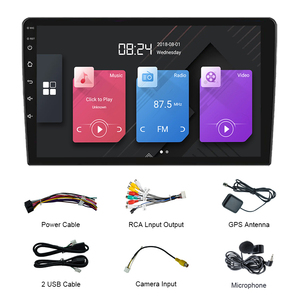 <span class=keywords><strong>Autoradio</strong></span> Android Double Din à écran tactile avec <span class=keywords><strong>WiFi</strong></span> GPS Mirror Link Lecteur multimédia de voiture Support avec caméra de recul - Product Image 3