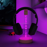 Support de casque en bois RGB lumière LED support de casque Cool Gamer cadeaux casque Station