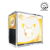Étui de présentation en acrylique pour cartes à collectionner, résistant aux UV, dimensions personnalisées OEM, avec couvercles magnétiques, pour la série de célébration du 30e anniversaire de PTCG