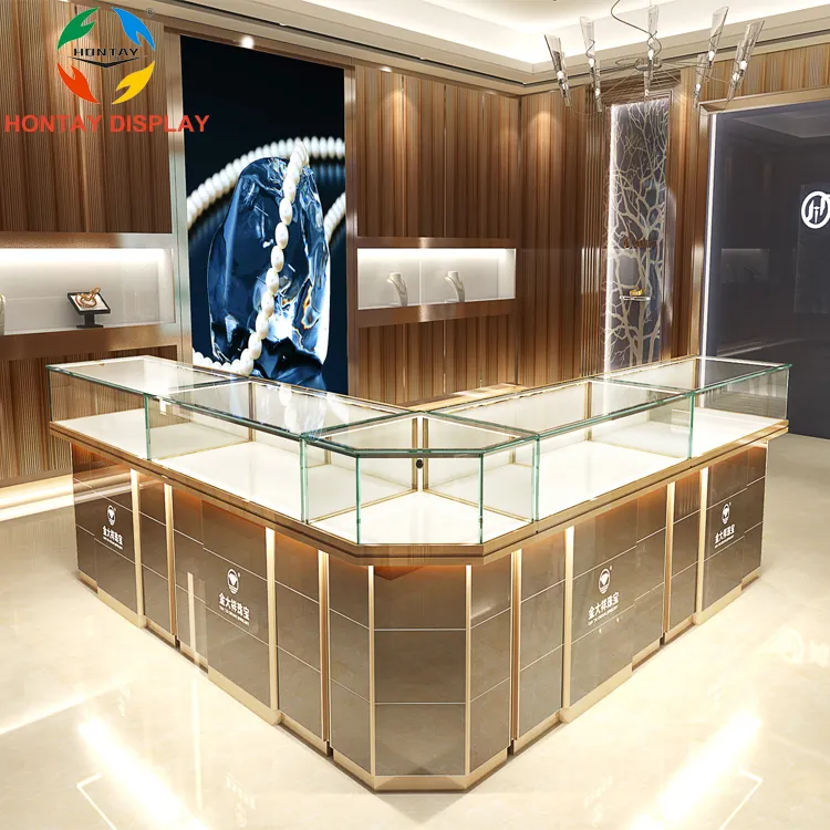 Escaparate de exhibición de joyería personalizada Profesional, Diseño de lujo para tienda de joyas, diseño de Interior