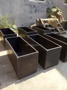 Ngoài Trời Vòng Hoa Planter Chậu Corten Cây Thép Lớn Trồng