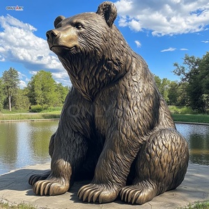 Decorazione pubblica personalizzata del parco all'aperto del lago moderna grande statua in bronzo gigante dell'orso bruno <span class=keywords><strong>Kodiak</strong></span> scultura in bronzo - Product Image 5
