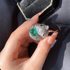 Vintage French Fox Open <b>Ring</b> Paved Zircon Animal <b>Statement</b> <b>Ring</b> For Women European American Fashion Jewelry - Product Image 5