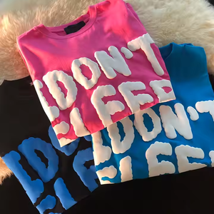 Custom 3D Foam for Knitted 100% Cotton Heavyweight Oversized T-Shirt with Pattern - Product Image 1