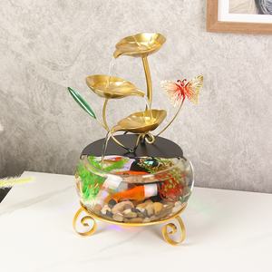 आधुनिक टेबलटॉप पानी की सुविधा के साथ इनडोर सजावट ज़ेन मछली टैंक ग्लास Rockery पानी के फव्वारे एलईडी प्रकाश - Product Image 6