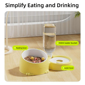 Bát ăn tự động đa màu sắc, di động, bằng nhựa cho thú cưng, bình nước 350ML, thiết kế hai ngăn, 15 chiếc °   Chén ăn nghiêng cho thú cưng - Product Image 4