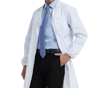 Manteaux de laboratoire antistatiques blancs à manches longues imperméables durables Anti-rides pour l'atelier d'usine de nourriture de laboratoire de laboratoire - Product Image 1