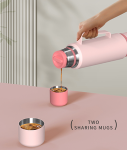 1.2L/40oz Venta caliente Popular Gran <span class=keywords><strong>capacidad</strong></span> Frasco de vacío de doble pared <span class=keywords><strong>Olla</strong></span> de viaje de acero inoxidable con dos tazas para compartir - Product Image 2