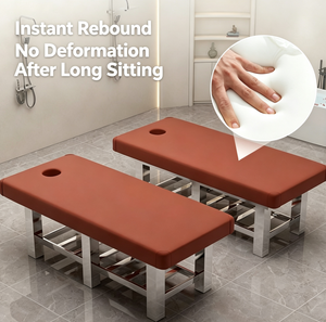 Table de massage grise avec cadre en acier inoxydable, canapé de thérapie avec appui-tête pour spa et salon - Product Image 4