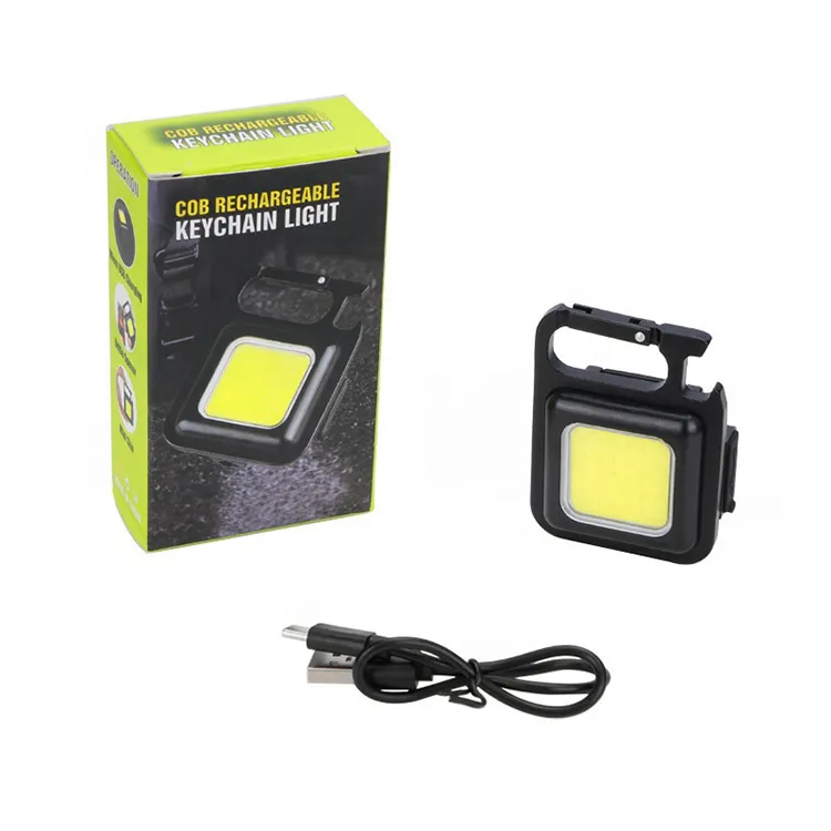 Pequeño llavero Led Mini Cob linterna con abrebotellas, Base magnética, mini Linterna lámpara luz 2024 recargable 4 modos 80 100