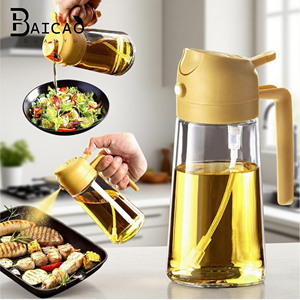 470ml 600ml 2-en-1 Premium PET Distributeur d'huile Bouteille <span class=keywords><strong>Flip</strong></span> Top Cap Forme de cylindre pour la cuisson et le pulvérisateur d'huile d'olive - Product Image 1