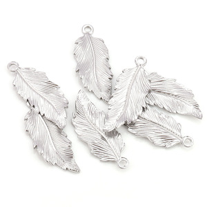 Pendentif Plume Texturé 3D en Acier Inoxydable Or Argent, Breloque DIY pour Bijoux, Accessoire pour Vêtements, Épingle à Cheveux, Pendentif Unisexe Tendance - Product Image 5