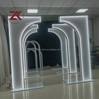 Ensemble de 5 arches lumineuses ZKAI en acrylique blanc avec support LED pour décoration de mariage