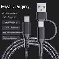 Cable de Carga USB Tipo-C Dos en Uno, Aleación de Aluminio, Nailon, Conductor de Cobre Puro, Carga Rápida de 3A para Teléfonos Móviles IOS y Computadoras