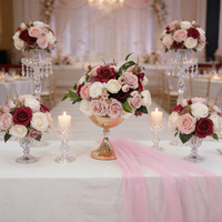 DKB Super Mini Boule de fleurs artificielles roses et rouges faites à la main de 30 cm à prix réduit pour centre de table de banquet haut de gamme