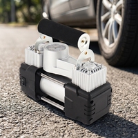 Gonfleur de pneus portable de haute qualité à double cylindre en ABS et métal pour voiture, vélo, moto avec moniteur de pression des pneus