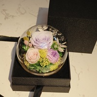 Boule de fleurs préservées sous cloche en verre, roses et œillets, cadeau éternel, cadeau de fleurs naturelles le plus vendu pour la Saint-Valentin, la fête des mères