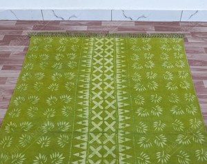 Organic Green Cotton Kilim <b>Rug</b> Handmade Luxury <b>Boho</b> Style Carpet Washable Non-Slip Travel Home Decor - Product Image 5