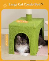 Arbre à chat d'intérieur classique écologique de 41,2 pouces avec 3 poteaux à gratter, construction en papier et en bois, design de condo confortable, emballage en carton