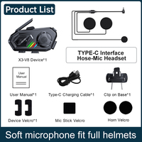 Système d'intercom pour casque de moto X3-V8 étanche pour 8 motards avec microphone sans fil, réponse automatique, partage de musique, portée de 1,5 km
