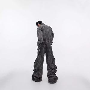 Pantalones Cargo Americanos de Moda Urbana Y2K, con Múltiples Bolsillos y Cremallera, Nueva Colección de Primavera-Otoño, Jeans de Pierna Ancha Recta - Product Image 3