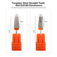 Fraise à ongles 5-en-1 en carbure de tungstène à rainure droite pour l'élimination des cuticules et le polissage des ongles
