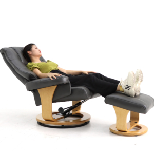 Geeksofa ZOY Chaise pivotante <span class=keywords><strong>inclinable</strong></span> en cuir et tissu <span class=keywords><strong>Fauteuil</strong></span> de loisirs <span class=keywords><strong>inclinable</strong></span> <span class=keywords><strong>Fauteuil</strong></span> simple avec pouf et fonction de massage par vibration - Product Image 2
