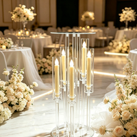 Centre de table de mariage en acrylique transparent, style américain, porte-bougie et vase à fleurs en cristal, accessoire décoratif pour fête