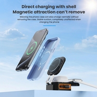 Station de Recharge Sans Fil Pliable 4-en-1 à Charge Rapide avec Câble Rétractable, Support de Chargeur Magnétique Multi-Appareils