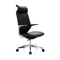 Chaise de bureau exécutive ergonomique moderne à dossier haut pivotant, revêtement en cuir PU, base en aluminium réglable pour le bureau