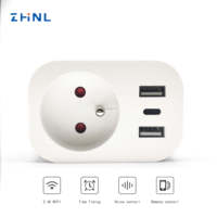 ZHNL Multiprise murale multifonctionnelle 16A à 2 ports USB avec protection, adaptateur convertisseur UE, série de prises de type Schuko