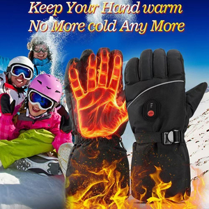 Guantes calefactables negros, forro polar a prueba de viento, forrado para esquí, ciclismo, clima frío, impermeables, guantes de esquí - Product Image 2