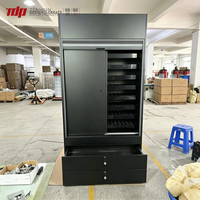 TERMEIN Meuble de présentation de tabac en bois sur pied verrouillable avec portes coulissantes et tiroirs