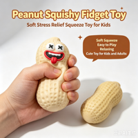 Mainan Fidget Squishy Kacang Lucu - PVC Lembut + Balok Bangunan, Mainan Pereda Stres untuk Semua Usia, Unisex, Permainan Sensorik