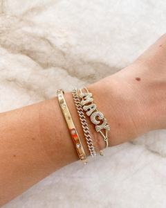 Bracciale a Polsino da Donna Regolabile <span class=keywords><strong>con</strong></span> Apertura in Pietra, Cornice in Ottone Placcato Oro 18K, Stile Classico e Delicato - Product Image 5