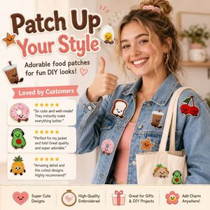 Parches Bordados Termoadhesivos <span class=keywords><strong>de</strong></span> Comida Kawaii: Huevo, Aguacate, Piña, Donut, Croissant, Cereza, Boba, Taco, Tostada - Product Image 6