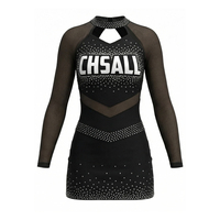 Uniforme de Porristas de Dos Piezas en Spandex, Manga Larga, Cintura Elástica, Color Brillante, Atuendo Juvenil para Equipos de Animación