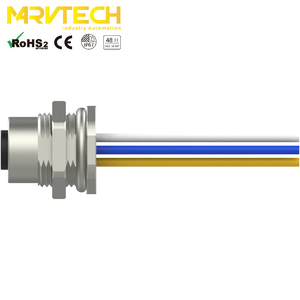 Automobielconnector voor M12, type 3/4/5-polig, IEC achterpaneelmontage, IP67, 4A, 250V, met kabel - Product Image 2