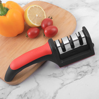 Accessoires de cuisine 3 en 1, couteau manuel à 3 étages multi-tâches en acier Wolfram, aiguiseur en céramique avec poignée