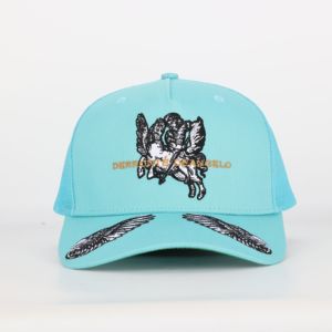 Personalizado de alta calidad 5 paneles 100% algodón en blanco borde curvo bordado gorras de béisbol Dobby bordado fruta agujero personalizado Logoos - Product Image 2