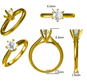 KOK Beloved Bride Design Centre Bague de fiançailles et de mariage classique en or blanc 18K, semi-monture à 6 griffes, diamant taille brillant 0.30 - Product Image 3